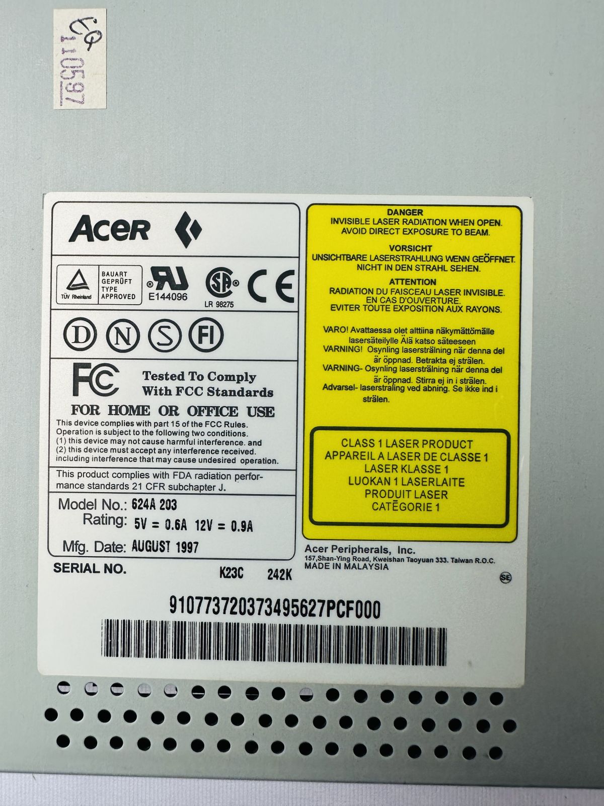 Acer 624A 203 CD-ROM Drive Unit Acer 624A 203 CD-ROM Drive Unit