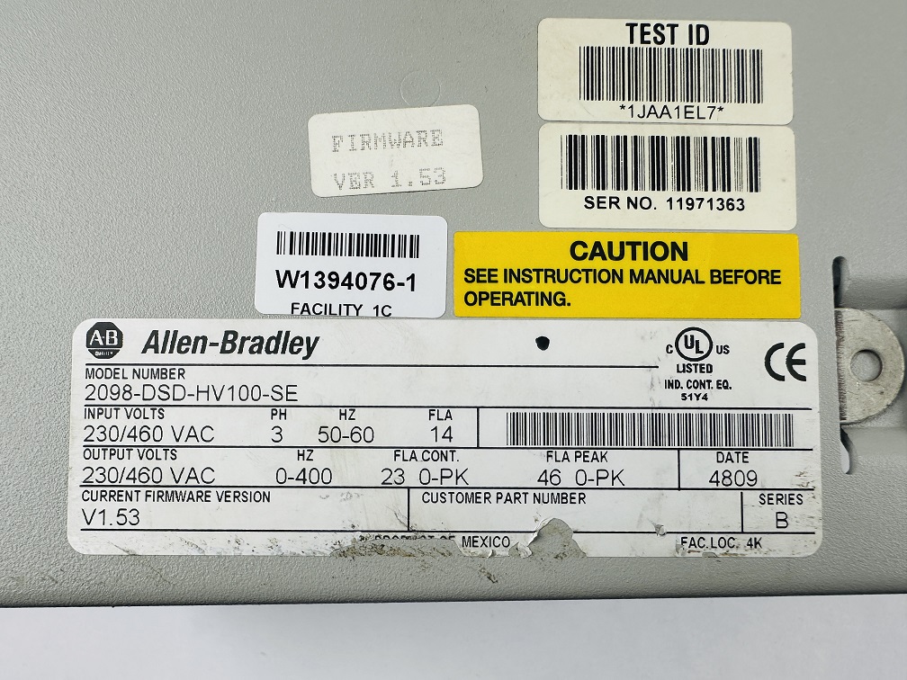 Rockwell Automation 2098-DSD-HV100-SE Servo Drive Rockwell Automation 2098-DSD-HV100-SE Servo Drive