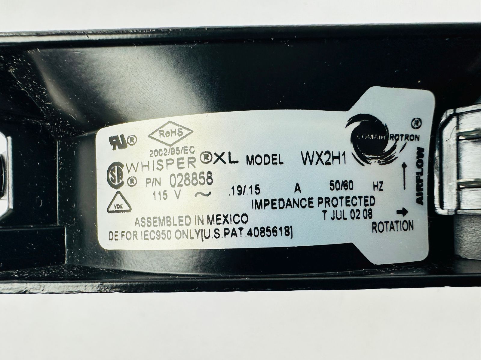 Comair Rotron WX2H1 028858 Whisper XL Fan Comair Rotron WX2H1 028858 Whisper XL Fan