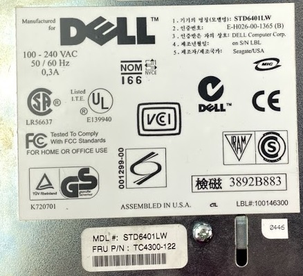 Dell STD6401LW DDS4 Tape Drive Dell STD6401LW DDS4 Tape Drive