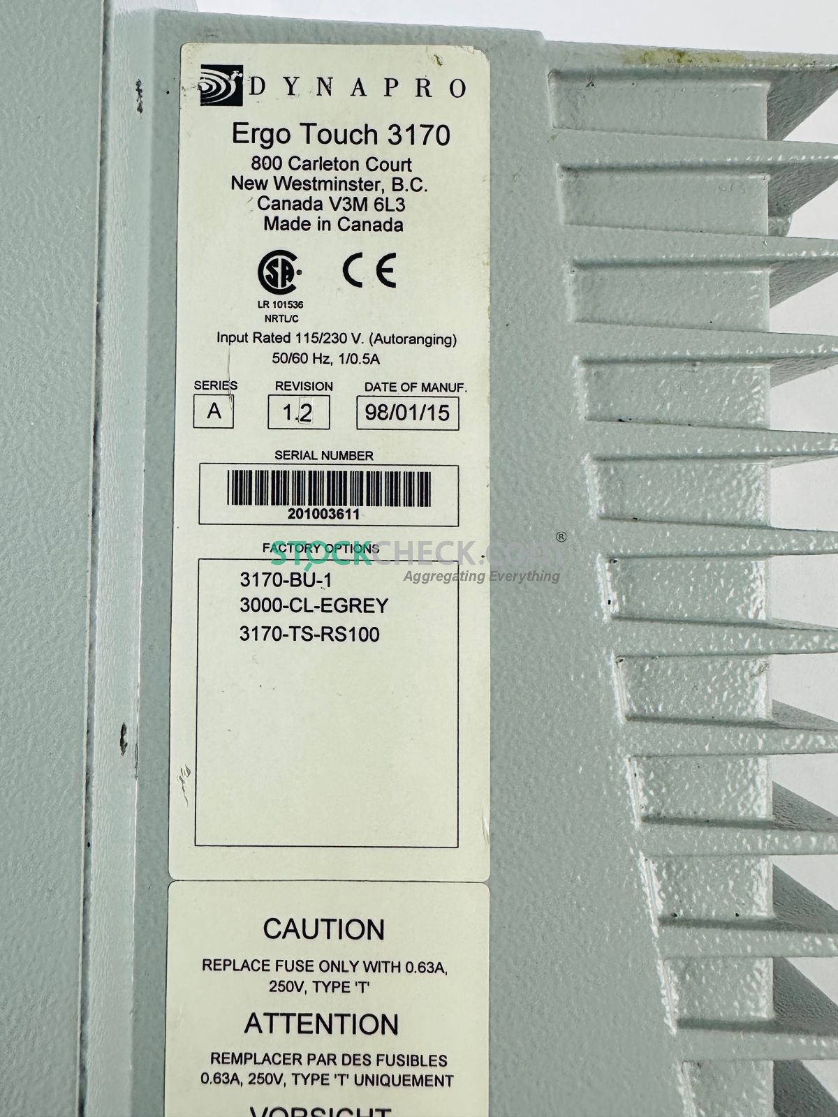 Dynapro 3170-BU-1 Operator Interface Panel Dynapro 3170-BU-1 Operator Interface Panel