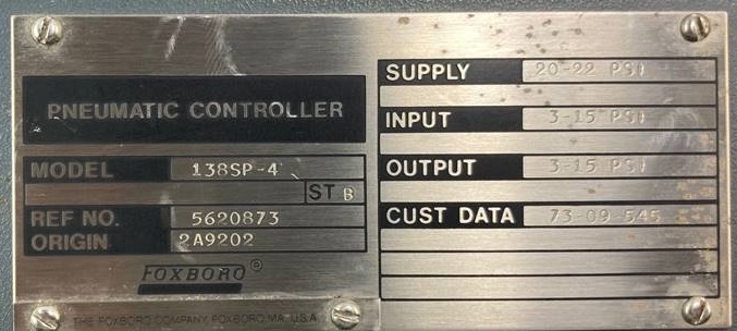 Foxboro 138SP-4 Pneumatic Controller| 3-15 PSI Output Foxboro 138SP-4 Pneumatic Controller| 3-15 PSI Output