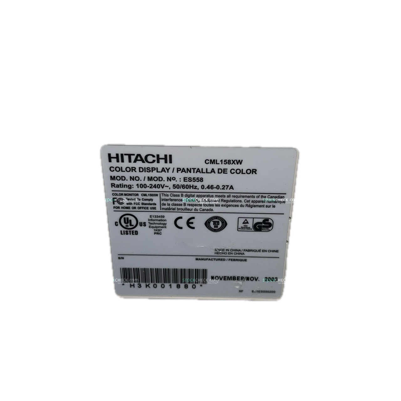 Hitachi CML158XW 15 Inch LCD Monitor Hitachi CML158XW 15 Inch LCD Monitor