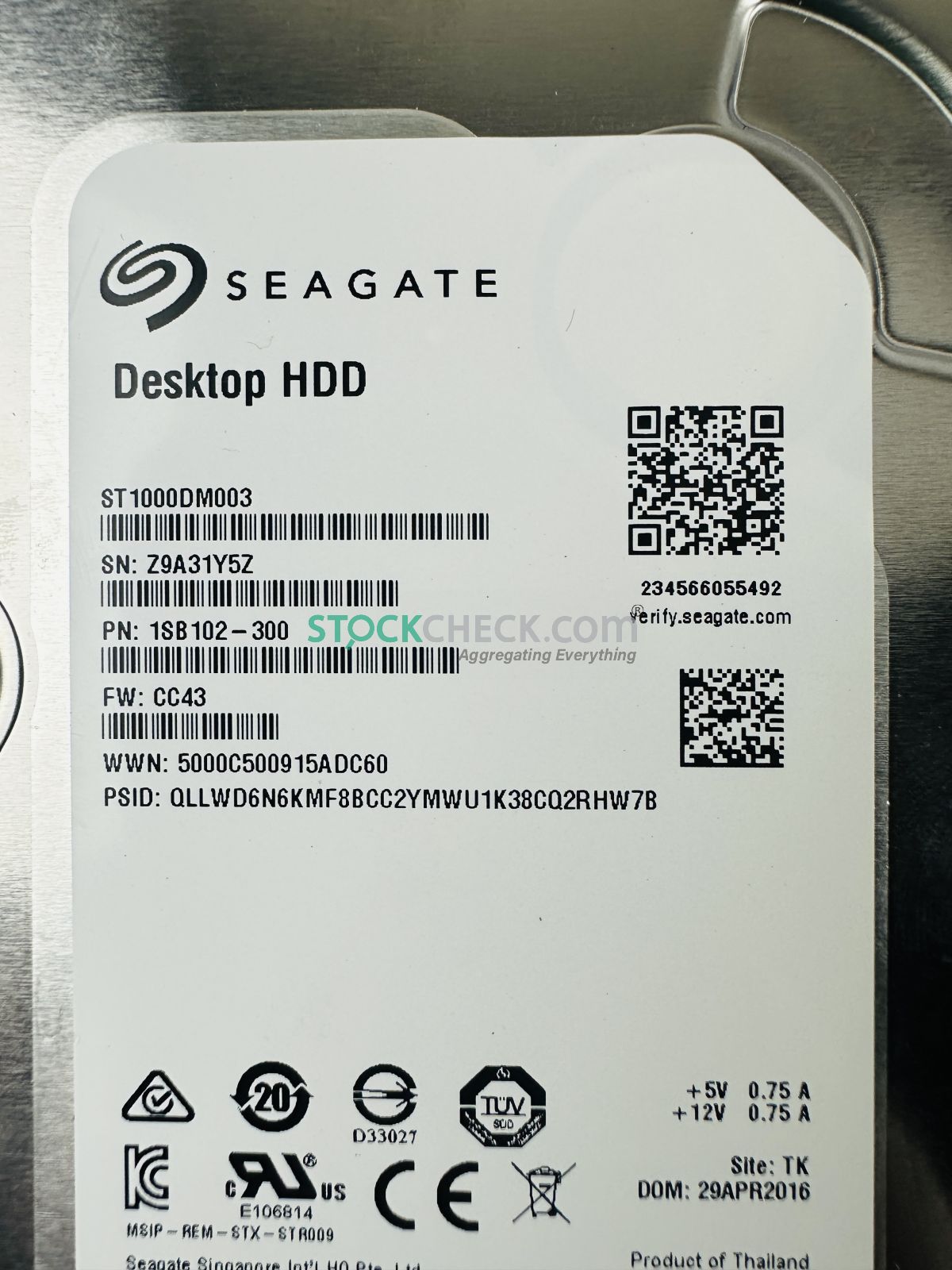 Seagate 1SB102-300 ST1000DM003 Hard Disk Drive Seagate 1SB102-300 ST1000DM003 Hard Disk Drive