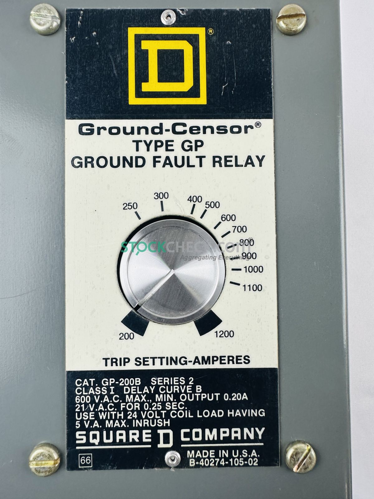 Square D GP-200B Ground-Censor Type GP Ground Fault Relay