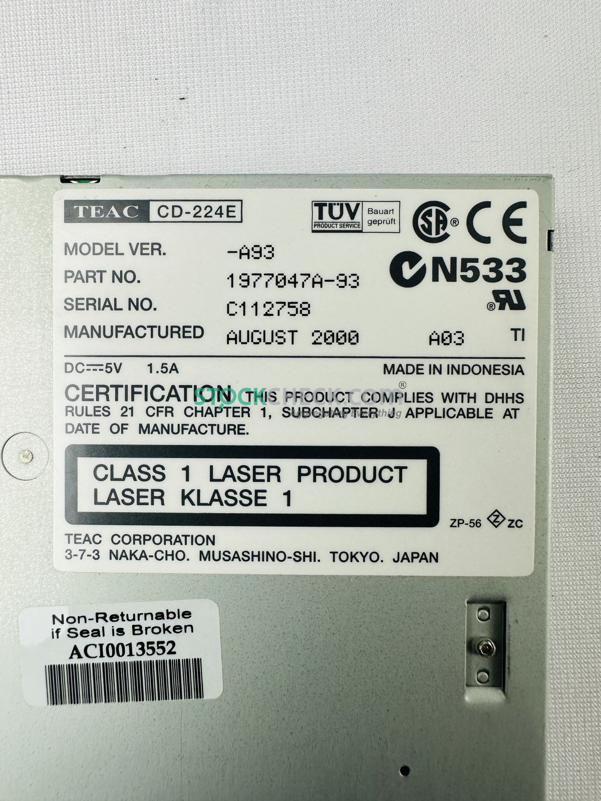 Teac 1977047A-93 CD-ROM Drive Teac 1977047A-93 CD-ROM Drive