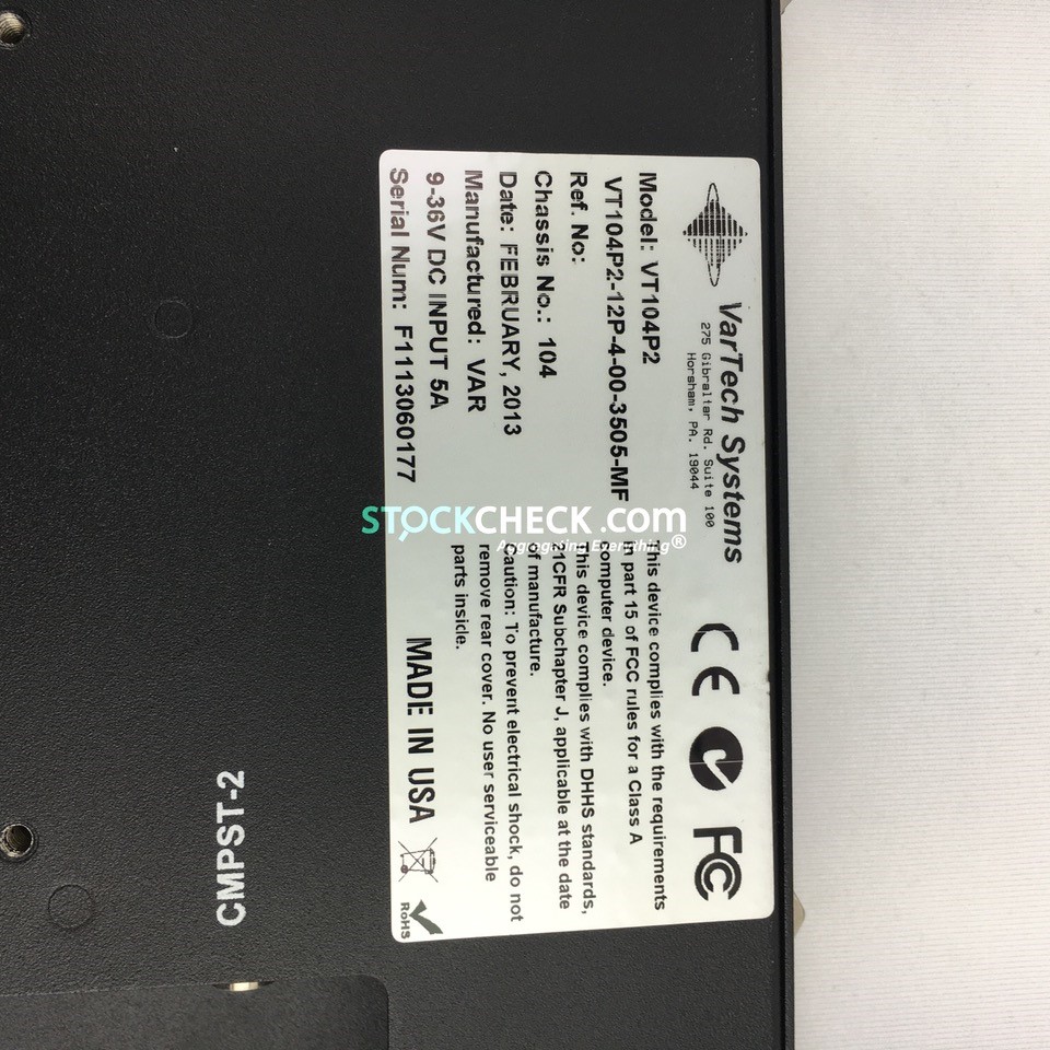 Vartech Systems VT104P2 Flat Panel LCD Display Vartech Systems VT104P2 Flat Panel LCD Display